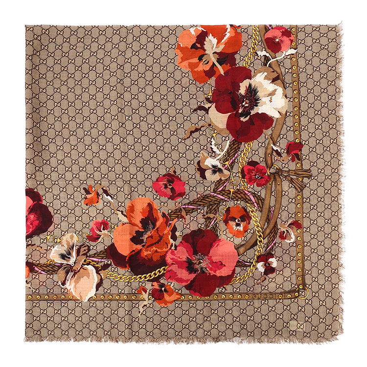 gucci(古驰) #经典双g花色羊毛方巾 140*140cm