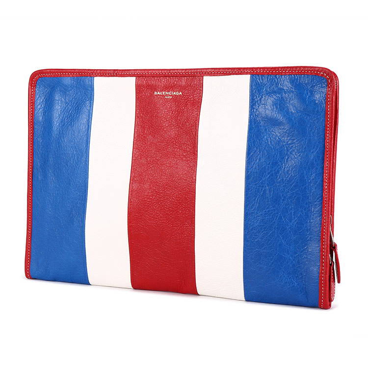 balenciaga(巴黎世家) 红白蓝拼色皮质手拿包ch