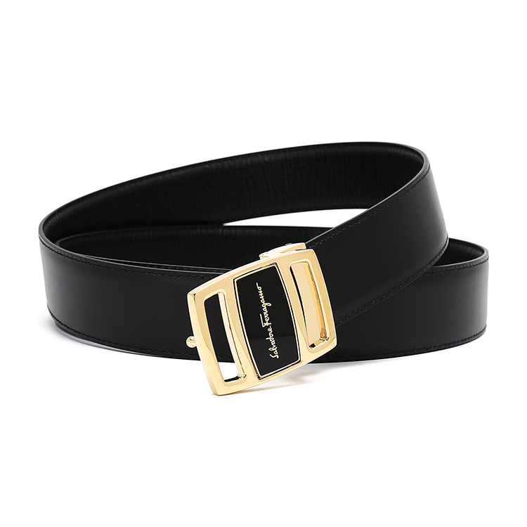 salvatoreferragamo/菲拉格慕 黑色男士双面可调节腰带皮带 694747