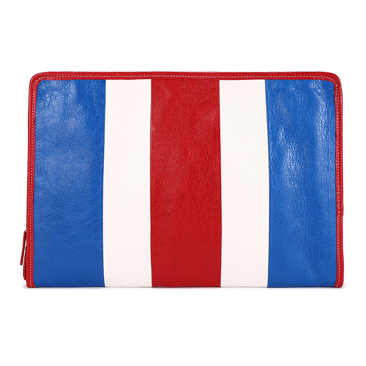 balenciaga(巴黎世家) 红白蓝拼色皮质手拿包ch