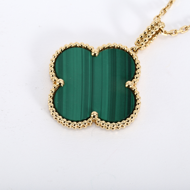 arpels(梵克雅宝) 经典款magic alhambra系列女士18k金孔雀石项链套链