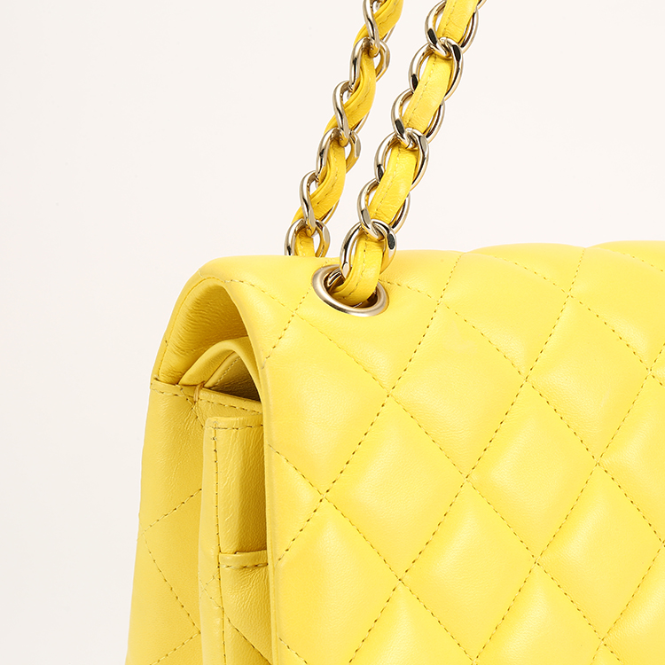 chanel(香奈儿) 黄色皮质cf金扣单肩包