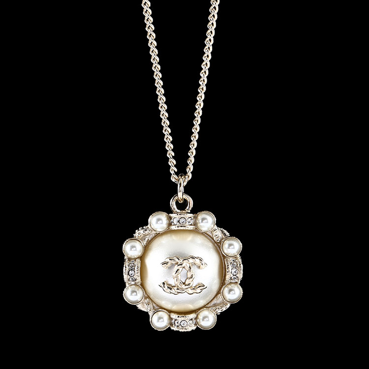 chanel(香奈儿) #浅金色双c仿珍珠装饰吊坠项链
