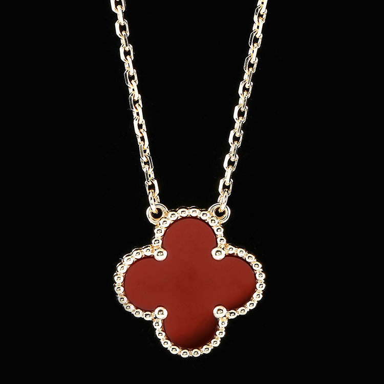 cleef & arpels(梵克雅宝) vintage alhambra系列18k金红玉髓四叶草