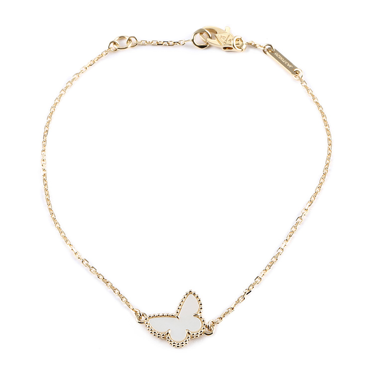 cleef & arpels(梵克雅宝) sweet alhambra系列18k金白贝母蝴蝶手链