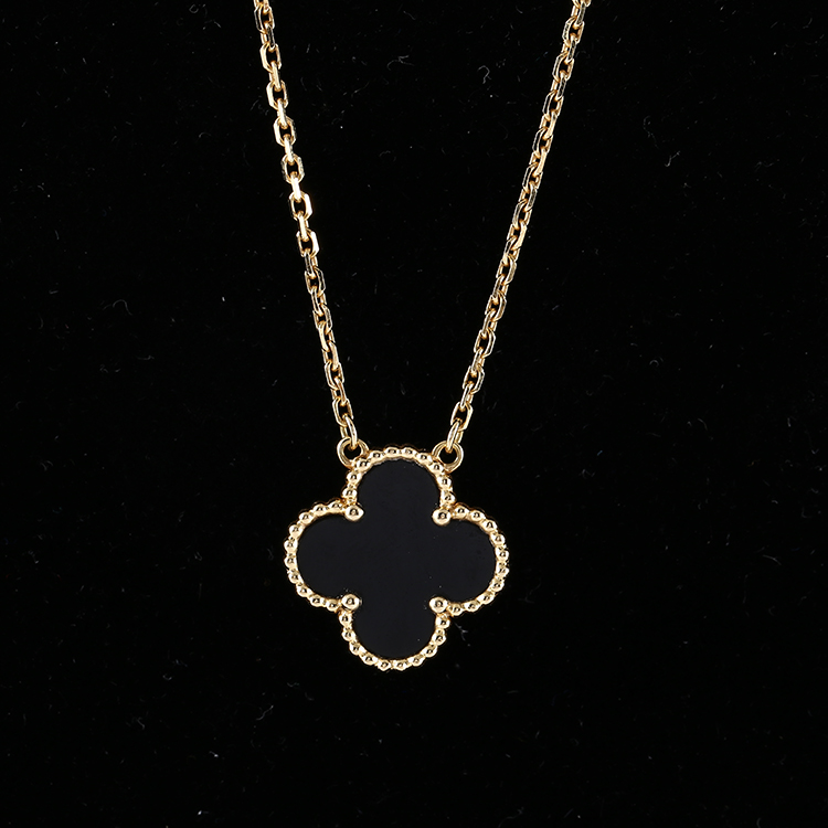 & arpels(梵克雅宝) vintagealhambra系列18k金黑玛瑙四叶草项链