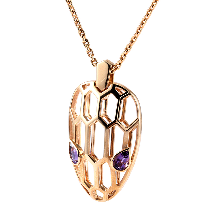 bvlgari(宝格丽) #serpenti系列18k金蛇头吊坠紫水晶吊坠项链