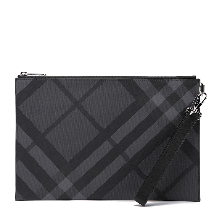 burberry(博柏利) #黑灰色pvc男士手拿包