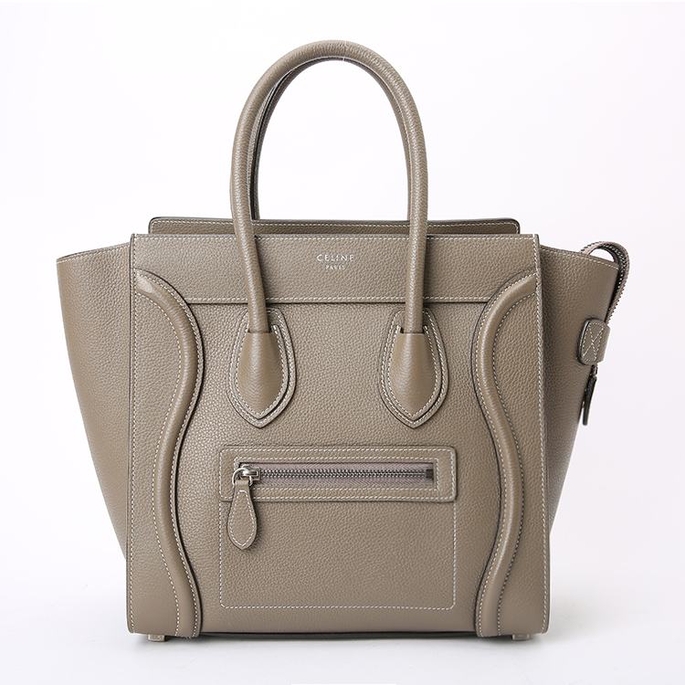 celine(赛琳) 经典款笑脸micro女士灰色皮质手提包