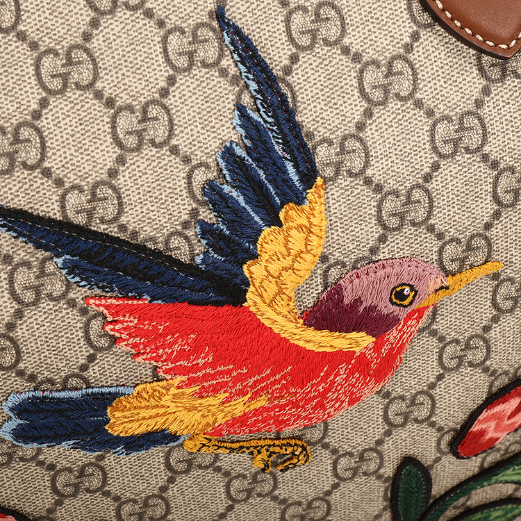 gucci(古驰) 卡其色pvc刺绣图案限量款两用包