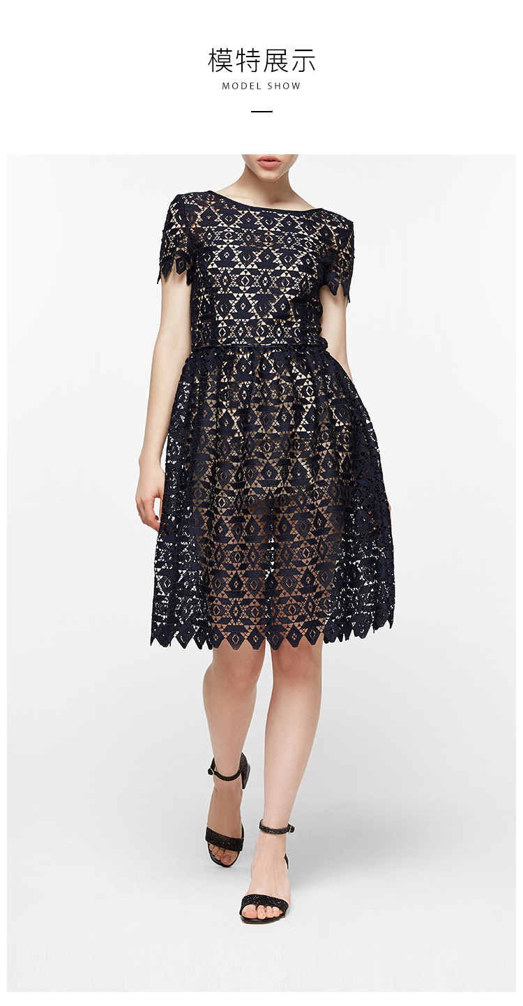 emporio armani/安普里奥阿玛尼 藏蓝色 女士蕾丝连衣裙 2na40t-22400