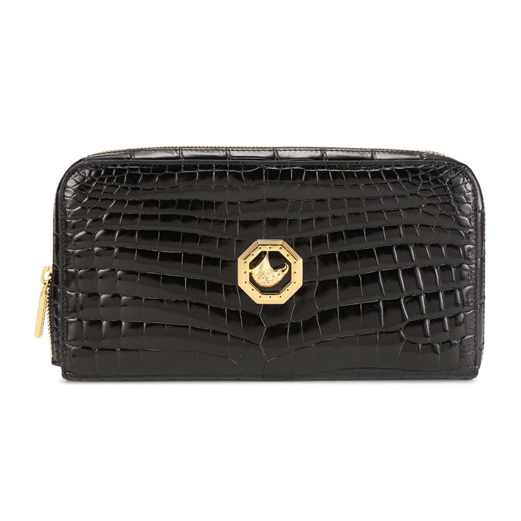 stefano ricci(史蒂芬劳.尼治) #黑色鳄鱼皮金色鹰头手包