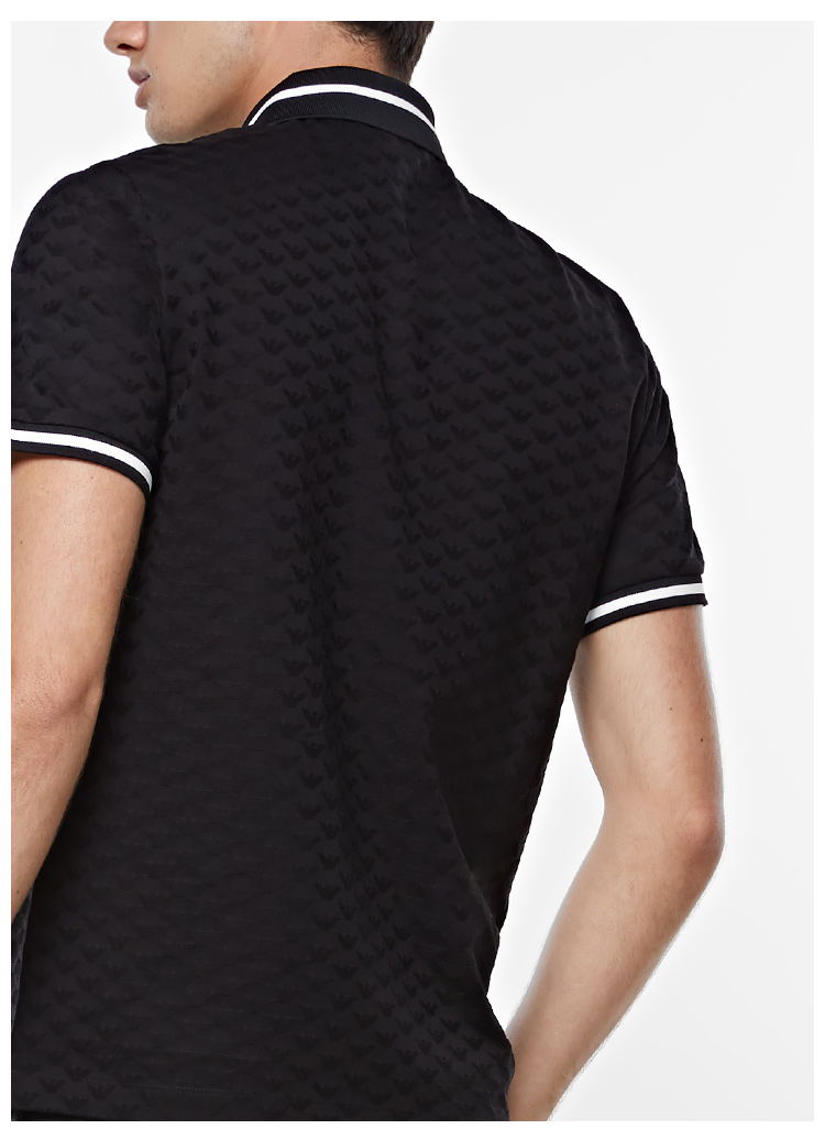 emporio armani/安普里奥阿玛尼 黑色 男士logo暗纹短袖polo衫 3g1fl5