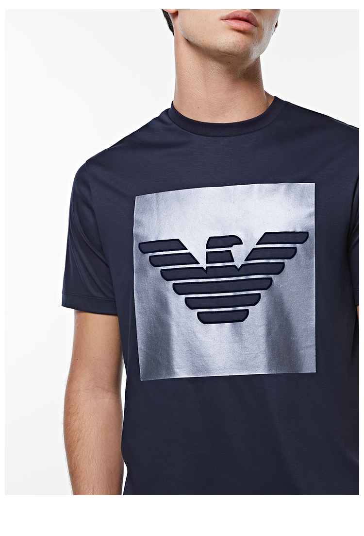 emporio armani/安普里奥阿玛尼 藏蓝色 男士t恤 logo图案 短袖 3g1t