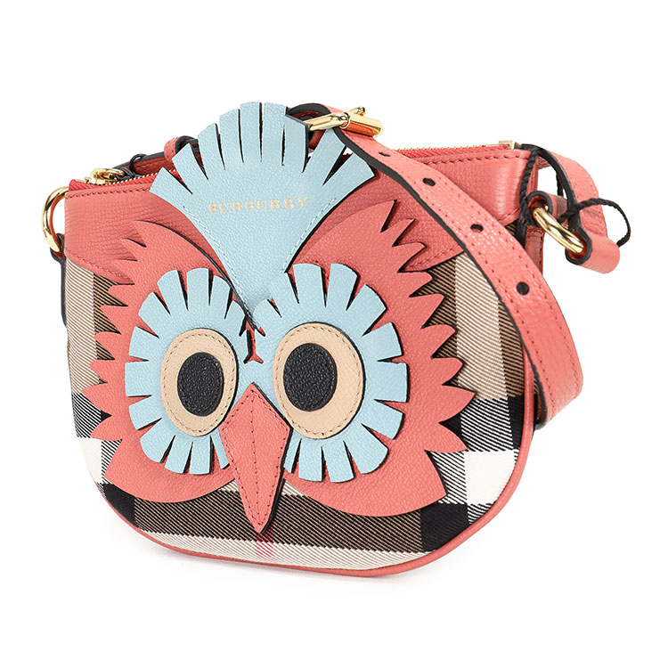 burberry(博柏利) #经典格纹帆布配皮猫头鹰单肩包