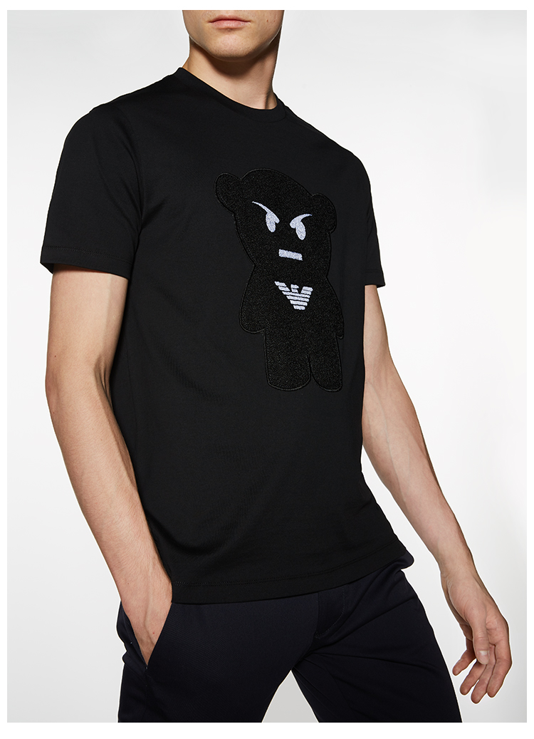 emporio armani/安普里奥阿玛尼 黑色 男士manga bear短袖t恤【小熊
