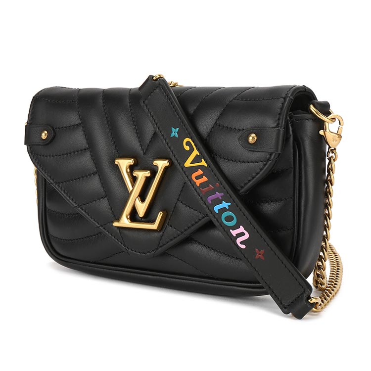 louis vuitton(路易威登) #黑色皮质new wave系列迷你链条包