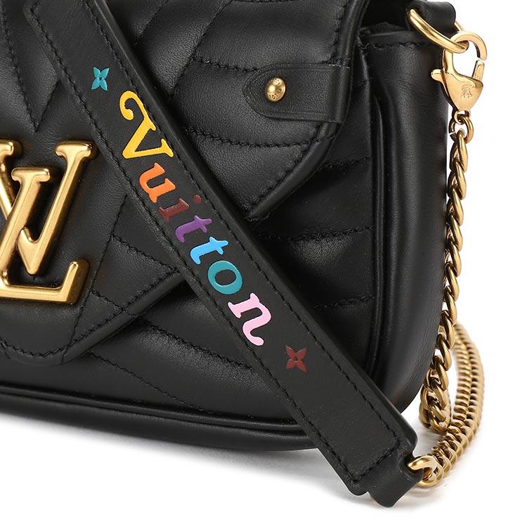 louis vuitton(路易威登) #黑色皮质new wave系列迷你链条包