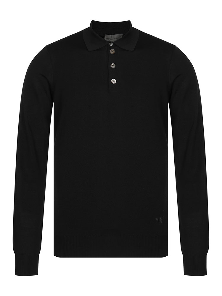 emporio armani/安普里奥阿玛尼 黑色 男士纯羊毛长袖针织polo衫 8n1f