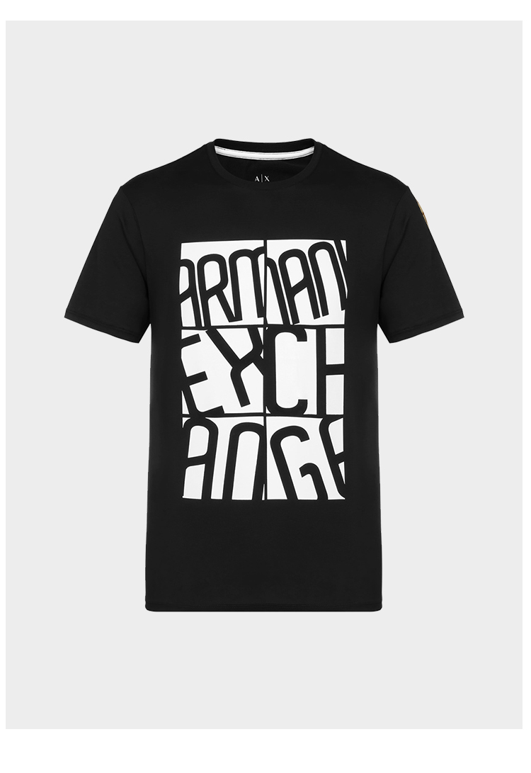 armani exchange/armani exchange 黑色 男士t恤 字母图案 3gztaw-zje