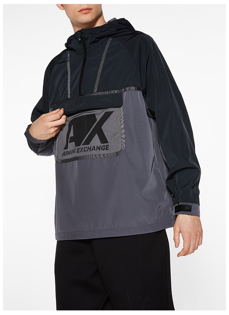 armani exchange/armani exchange 黑色 男士拼色夹克外套 3gzk02-zna