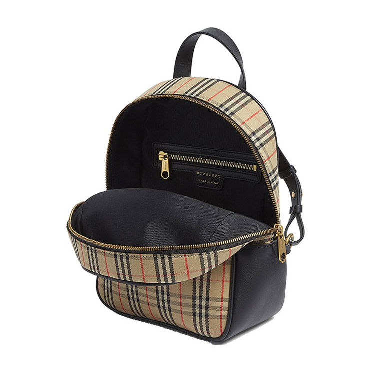 burberry/博柏利 卡其色 经典格纹 1983系列 女士双肩包 小号 8004653