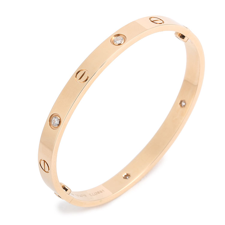 cartier(卡地亚) love系列18k金经典款四钻手镯 17
