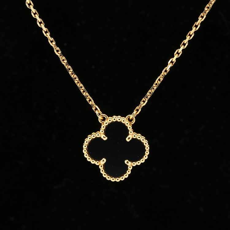 & arpels(梵克雅宝) vintagealhambra系列18k金黑玛瑙四叶草项链