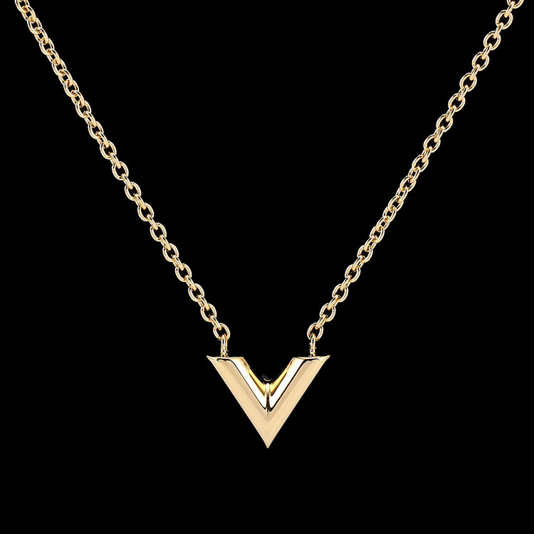 louis vuitton(路易威登) #金色字母"v"吊坠项链