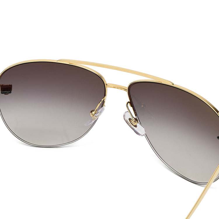 cartier(卡地亚) #黑色渐变镜片金色半框豹子头装饰太阳镜