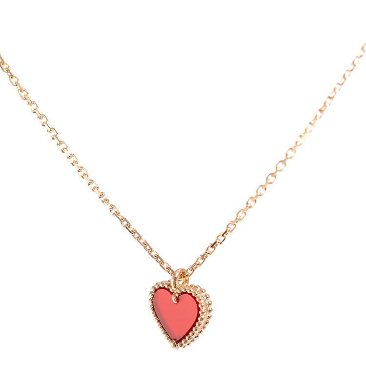 cleef & arpels(梵克雅宝) sweet alhambra系列18k金红玉髓心形项链