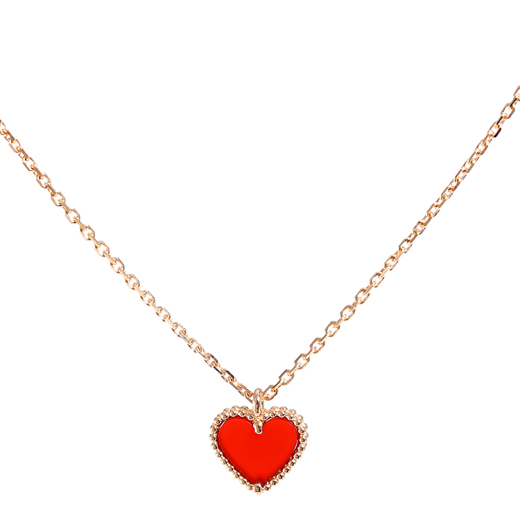 cleef & arpels(梵克雅宝) sweet alhambra系列18k金红玉髓心形项链
