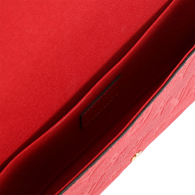 louis vuitton(路易威登) #pochette felicie系列猩红色皮质三合一