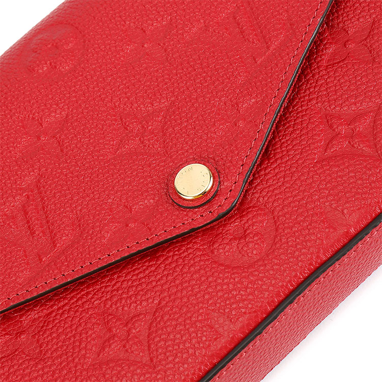 vuitton(路易威登) #pochette felicie系列猩红色皮质三合一女士信封