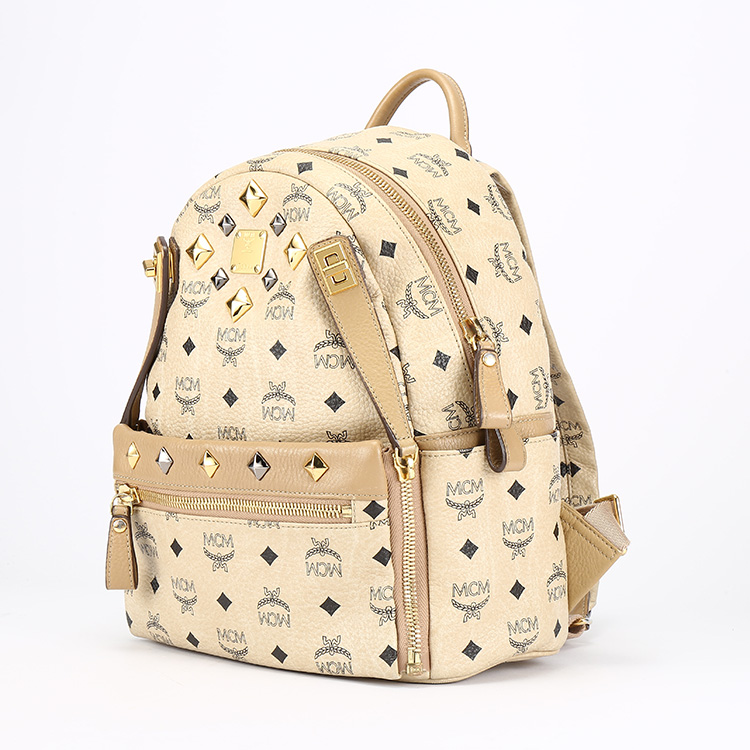 mcm(mcm) 米白色pvc双肩包