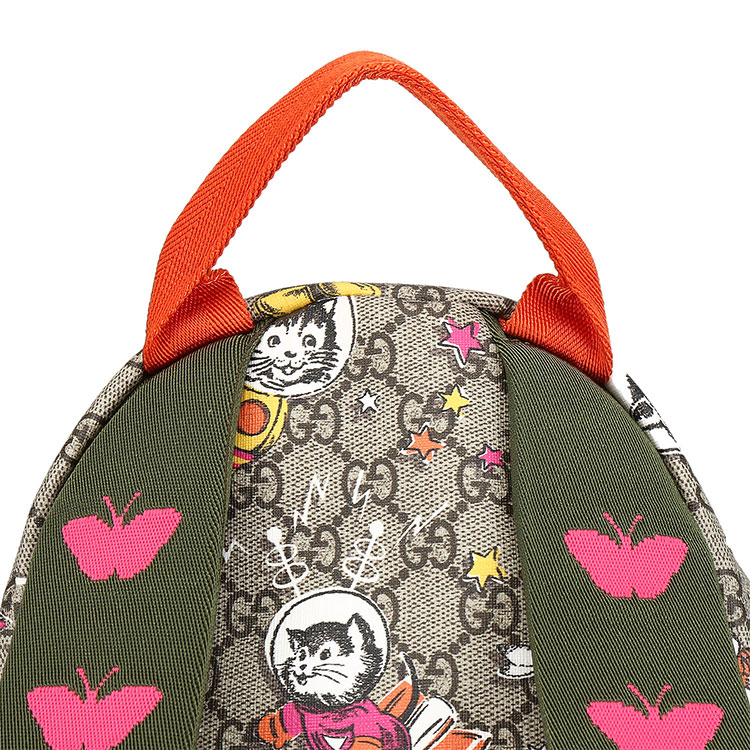 gucci(古驰) 卡其色经典logo动物图案双肩包