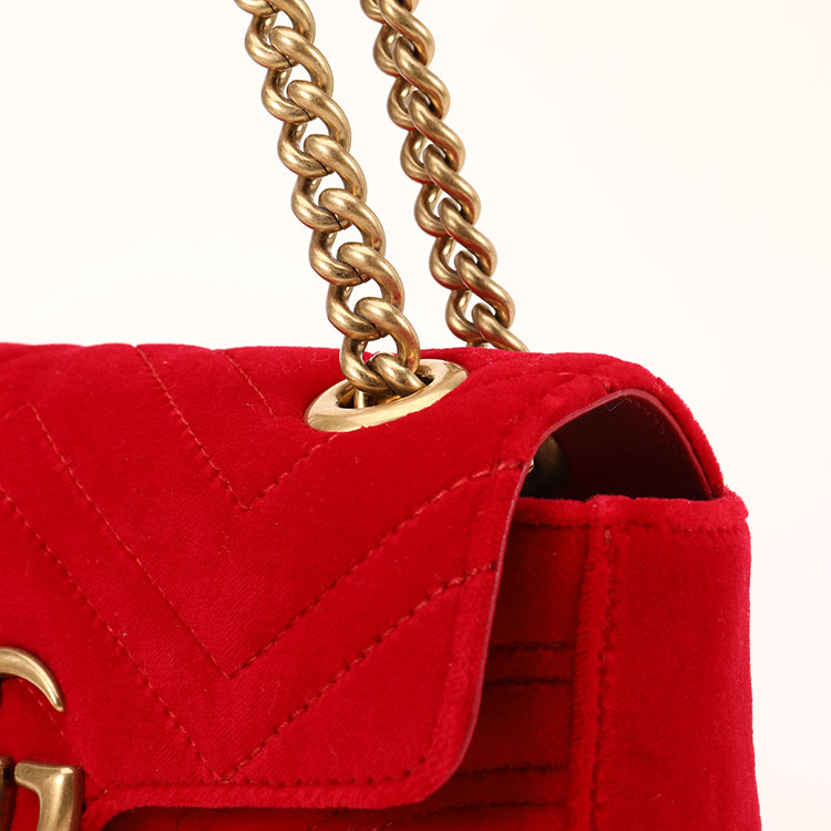 【GUCCI古驰 单肩包】GUCCI(古驰) 红色丝绒GG Marmont女士斜挎包【正品 价格 图片】 - 寺库网