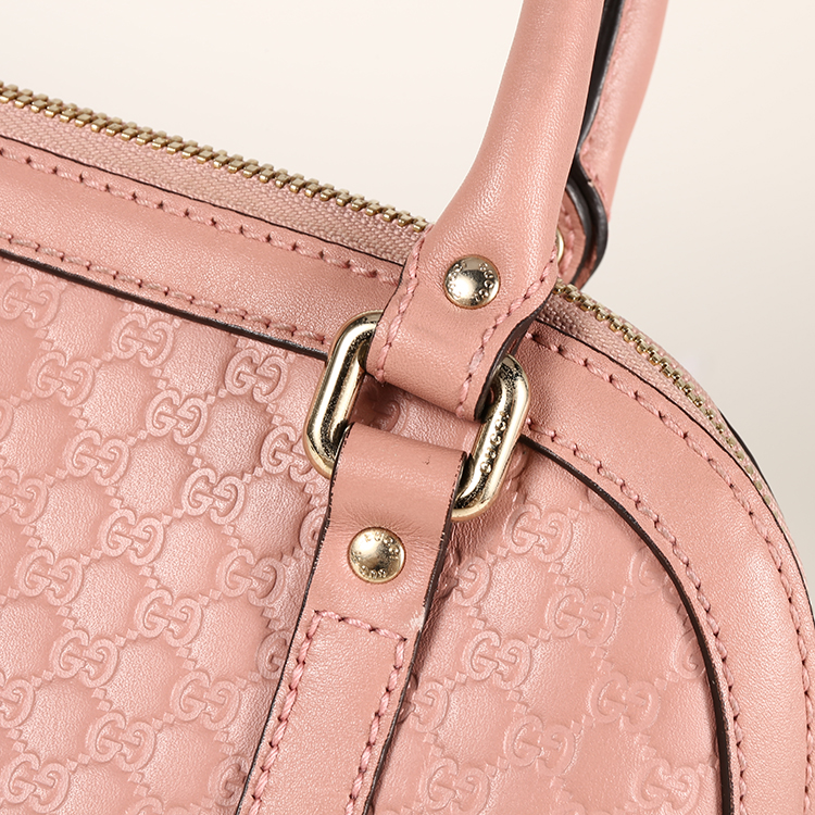 gucci(古驰) 粉色皮质logo压纹女士手提包斜挎包