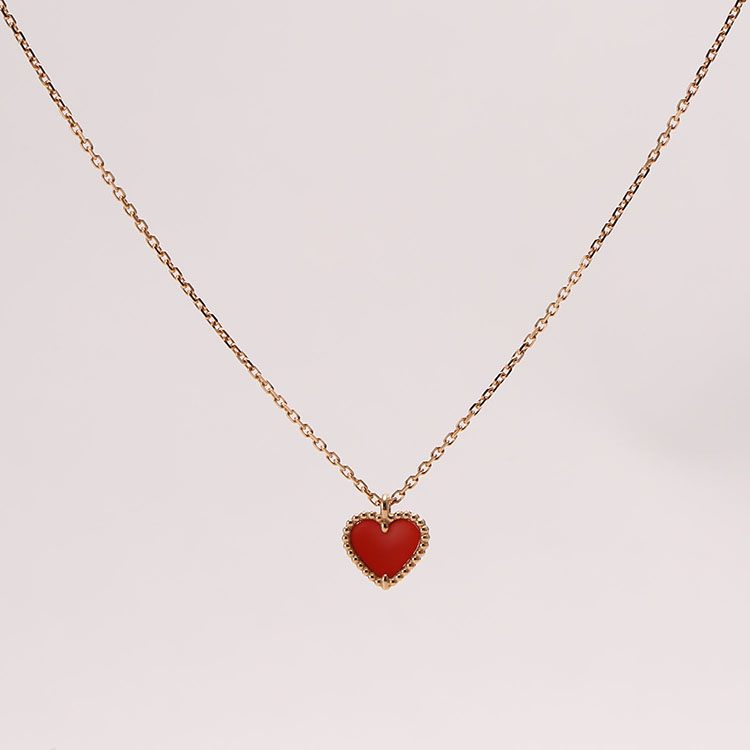 cleef & arpels(梵克雅宝) sweet alhambra系列18k金红玉髓心形项链