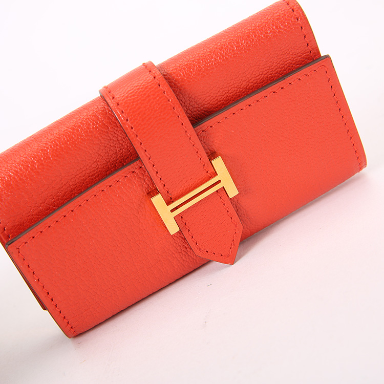 hermes(爱马仕) 9t火焰橙色皮质钥匙包