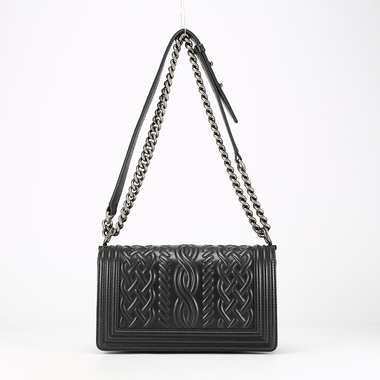 chanel(香奈儿) 深灰色leboy皮质纹路装饰单肩包