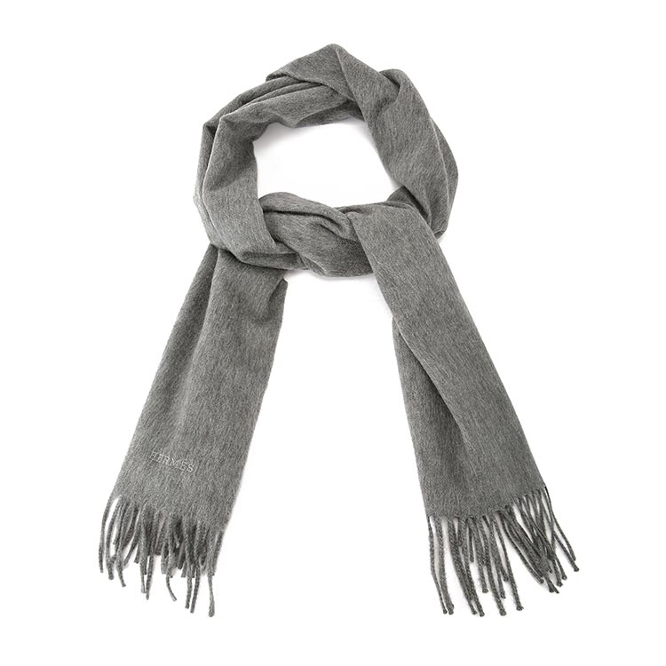 hermes(爱马仕) 灰色羊绒围巾40×160cm