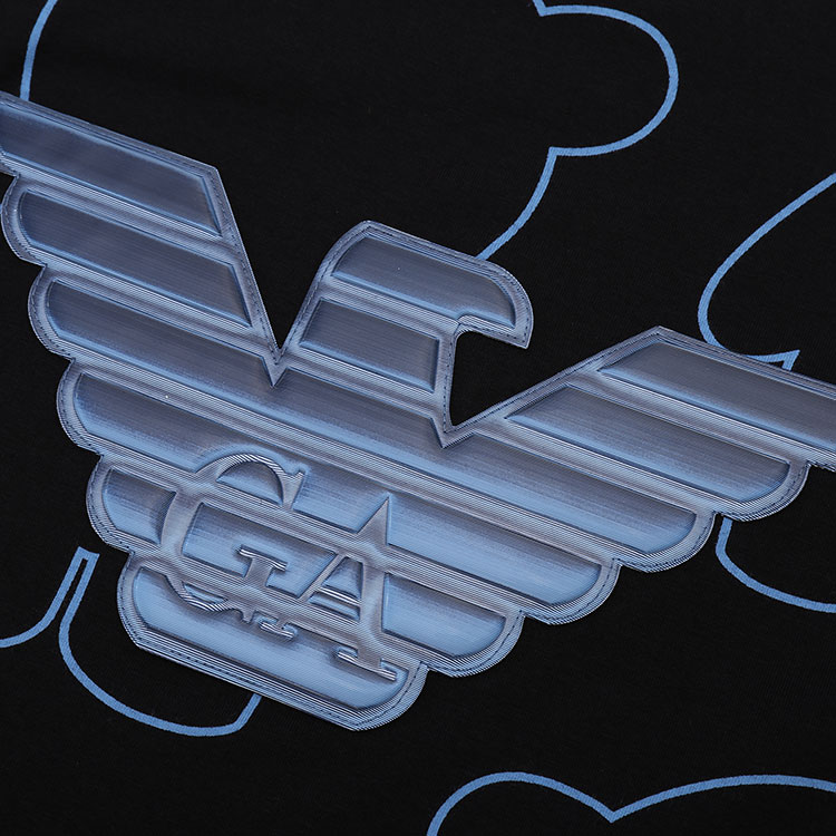 armani/安普里奥阿玛尼 深蓝色 男士小熊系列通体卡通图案圆领短袖t恤