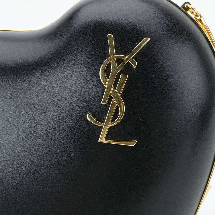 yves saint laurent(圣罗兰) 心形皮质金色链条斜挎包