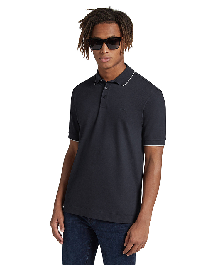 z zegna/杰尼亚 黑色 男士logo短袖polo vu360-zz661-b09