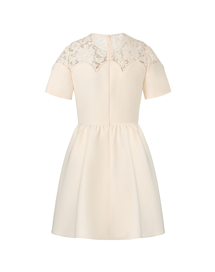 valentino/华伦天奴 白色 女士绉绸与蕾丝连衣裙 tb3vaq45360a03 2020