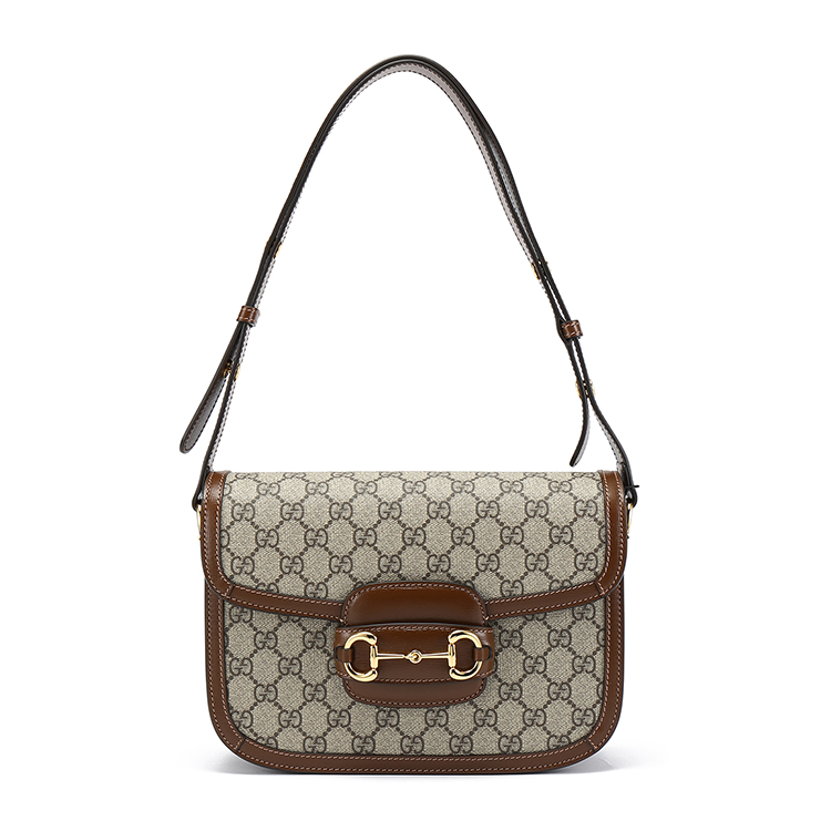 gucci(古驰) 2020早春新款20ss 1955马衔扣乌木色pvc单肩包