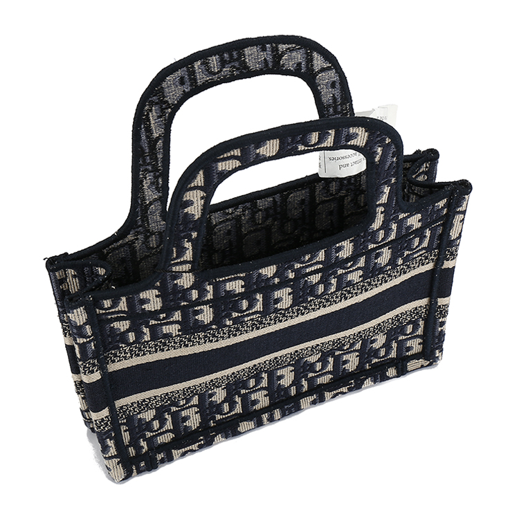 dior(迪奥) 经典蓝色logo帆布手提包