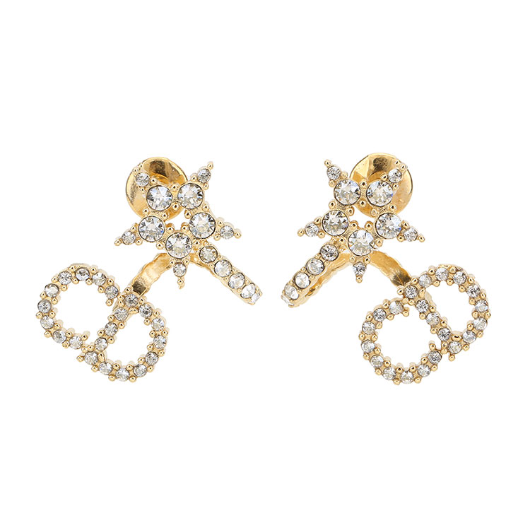 dior(迪奥) #浅金色星星cd水钻装饰耳钉