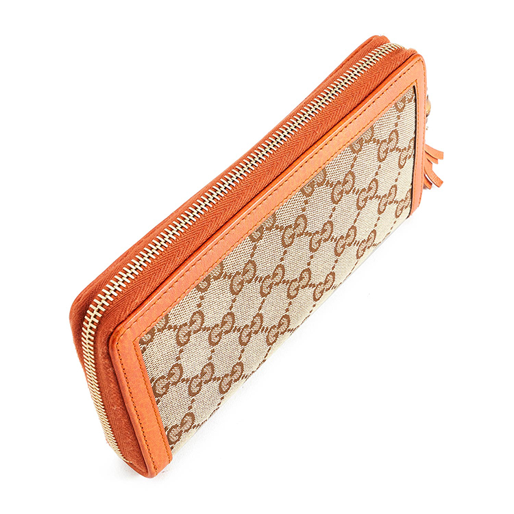 【gucci古驰 钱包】gucci(古驰) #卡其色帆布竹节款长款拉链钱夹